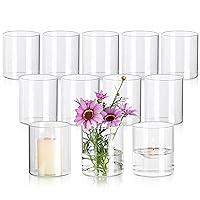 Glasseam Glass Cylinder Vases for Centerpieces, Small Clear Flower Vase Set of 12, Modern Floating Candle Vases Decor, Decorative Hurricane Candle Holders for Wedding Dining Table Decorations, 4in
