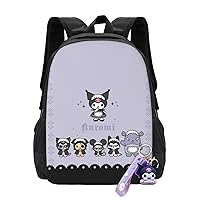 Cartoon Kawaii Backpack For Ku Romi Large Capacity Portable Anime Laptop Bag Cute Lightweight Outdoor Travel Backpack With Keychain