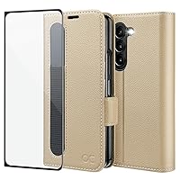 OCASE for Samsung Galaxy Z Fold 5 5G Wallet Case with S Pen Holder, [Updated Version] PU Leather Flip Folio, Card Slots, RFID Blocking, Kickstand, Phone Cover for Galaxy Z Fold5 - Litchi Apricot