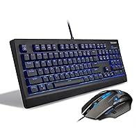 TECKNET Arctrix Pro Backlit LED Illuminated Wired Mechanical Gaming Keyboard and Mouse Set, Water-Resistant Design, US Layout