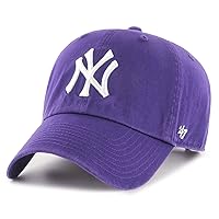 47 New York Yankees Mens Womens Clean Up Adjustable Strapback Purple Hat with White Logo 47 New York Yankees Mens Womens Clean Up Adjustable Strapback Purple Hat with White Logo