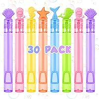 Roberly 30Pcs Sea Bubbles Wand for Kids, 6 Styles Mini Pastel Bubble Wand for Mermaid Bubble Party Favors Under The Sea Themed Birthday Treats Classroom Prizes Gifts for Boy Girl Summer Outdoor Toys