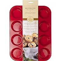 Mrs. Anderson's Baking Silicone 12-Cup Muffin Pan Baking Mold, BPA Free, Non-Stick European-Grade Silicone, 13.5 x 10 x 1.25-Inches
