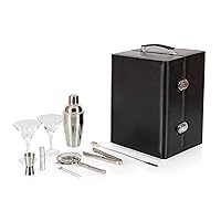 LEGACY - a Picnic Time brand Manhattan Case, Stainless Steel Cocktail Shaker Set, Premium Tools, Bar Accessories, and Bartender Kit, One Size, Black