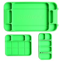 OEMTOOLS 22417 Flexi-Tray, 3 Piece Set, Includes Small, Medium, and Large Rubber Tool Mat Trays, Heat and Oil Resistant Silicone, Round-Bottom Compartments