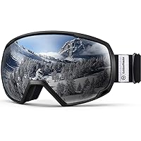 OutdoorMaster OTG Ski Goggles - Over Glasses Ski/Snowboard Goggles for Men, Women & Youth - 100% UV Protection (Black Frame + VLT 10.1% Grey Lens)
