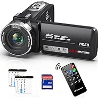 Video Camera Camcorder 4K 48MP 30FPS with IR Night Vision,18X Digital Zoom Camera Recorder 3.0