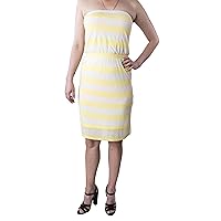 Women's Dress Stripe Yellow White Stretch Full Lining