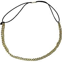 Fashion Headband, Hair Accessory OR Necklace, Twisted Metal Chain + Elastic Rubber Band for Women, Teens, Girls - Gold Color