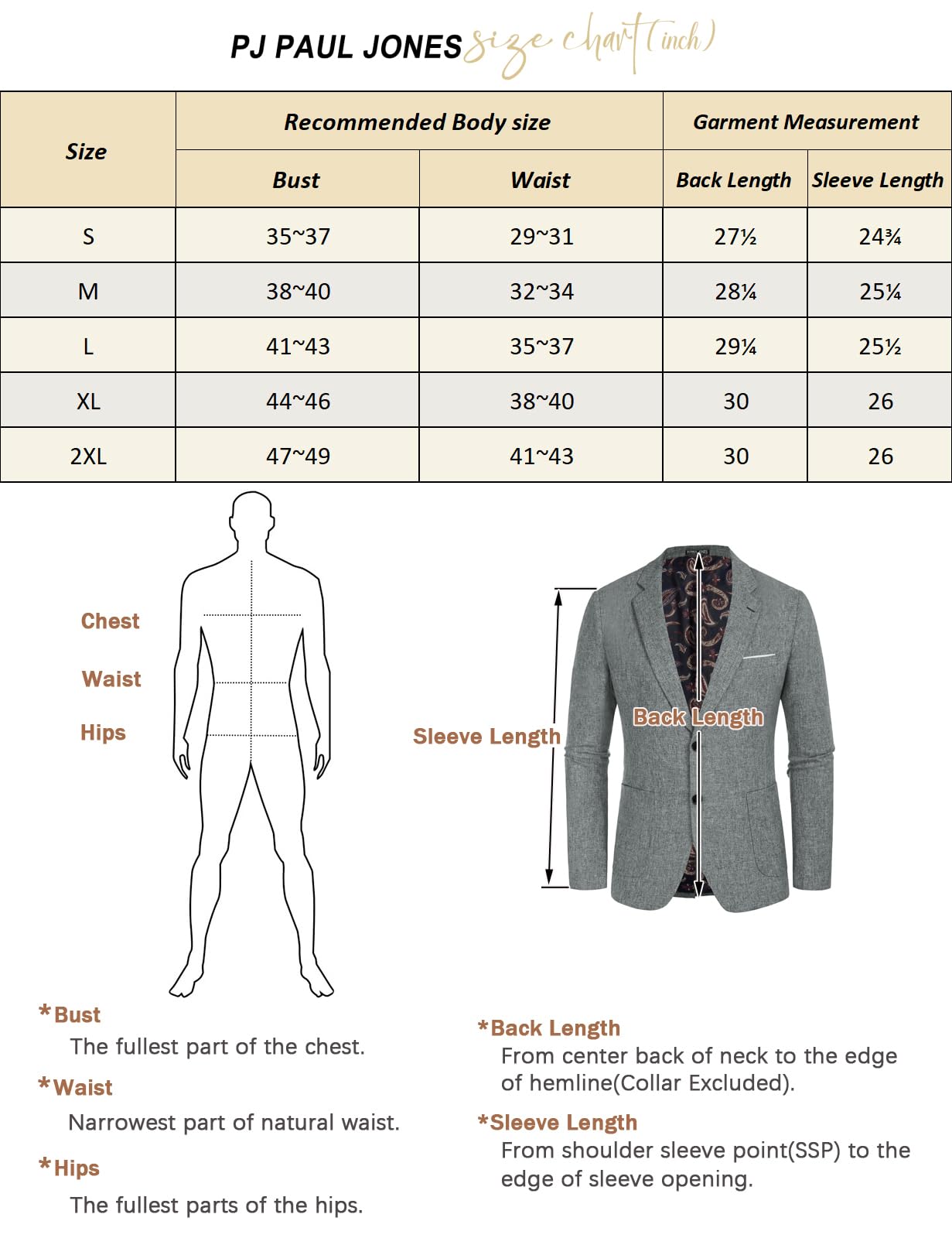 PJ PAUL JONES Mens Casual Sport Coat Blazer Two Buttons Lightweight Business Jackets