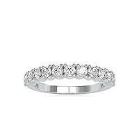 Certified Half Eternity Band Ring Studded with 0.90 Cttw Round Natural Diamond in 18K White/Yellow/Rose Gold for Women on Her Anniversary Celebration (Color-Clarity: IJ-SI)
