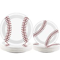48pcs Baseball Party Supplies Bundle Paper Plates Set Disposable Baseball Party Dinner Dessert Plate Birthday Tableware Decorations Favors for Boys and Girls, Including 24pcs 9