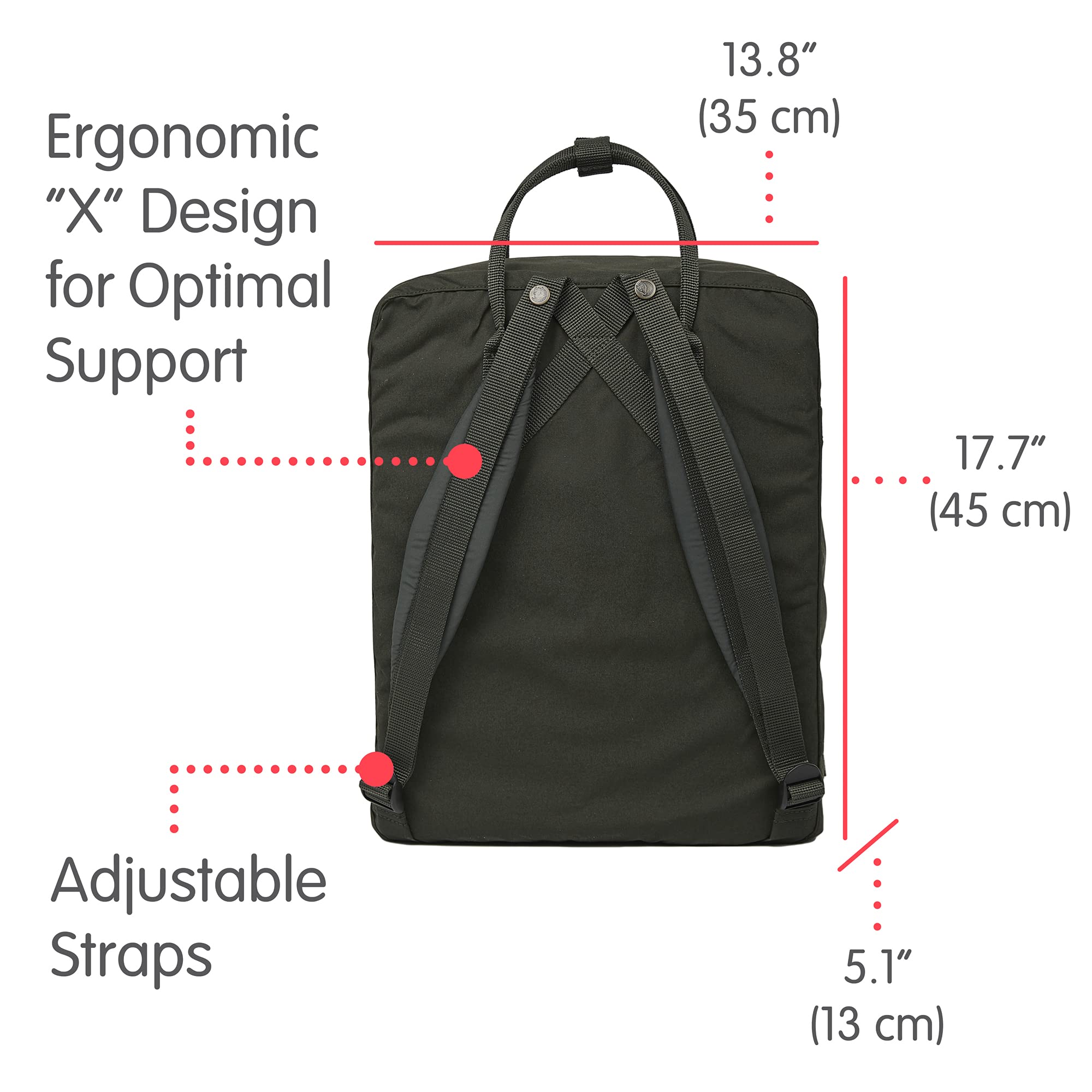 Fjallraven, Kanken Big Backpack for Everyday Use, Bigger than Kanken Classic, Deep Forest