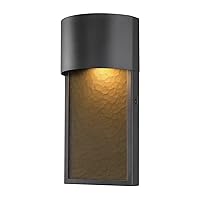 Globe Electric 44227 8.5W LED Integrated Outdoor Wall Sconce, Bronze Finish, Amber Water Glass Accent, Modern, Wall Lighting, Front Porch Decor, Outdoor Lighting, Weatherproof, 720 Lumen