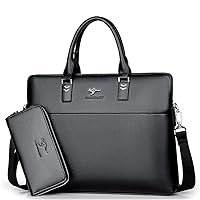Leather Briefcase Shoulder Crossbody Laptop Business Bag for Men Slim Messenger Bag Tote Handbags