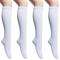 Senker Fashion Women's 4 Pairs Knee High Casual Cotton Solid Knit Socks