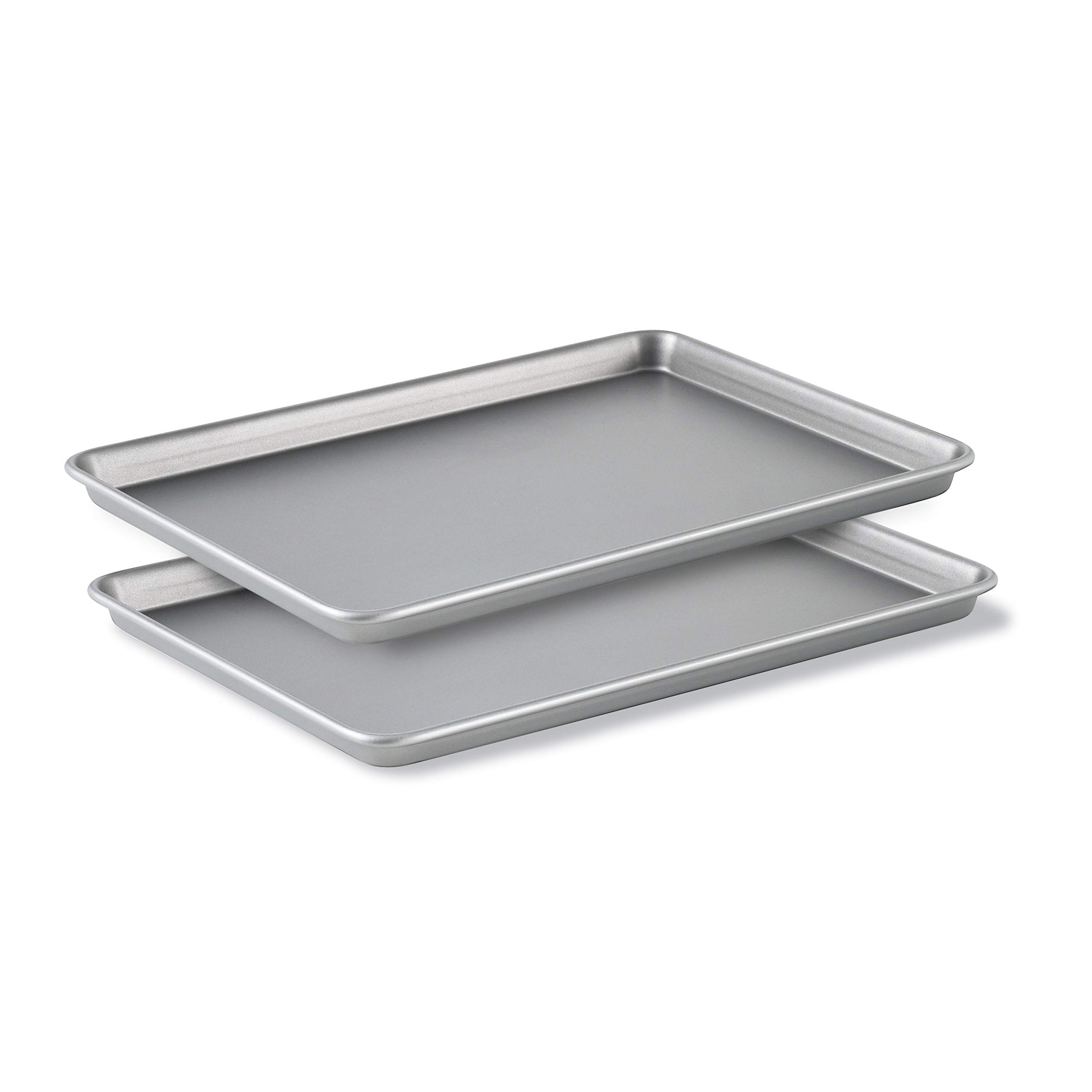Calphalon Pizza Pan with Holes, 16-Inch Nonstick Round Pizza Crisper, Dishwasher Safe, Silver & Baking Sheets, Nonstick Baking Pans Set for Cookies and Cakes, 12 x 17 in, Set of 2, Silver