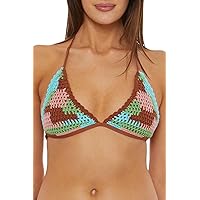 Women's Standard Melody Crochet Triangle Bikini Top, Adjustable, Tie Back, Swimwear Separates