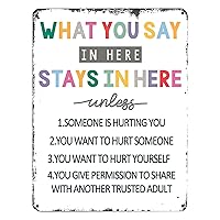 Counseling Office Confidentiality Poster What You Say in Here, Counselor Office Decor Therapist Office Social Worker Sign Metal tin Sign 8x12 Wall Decoration