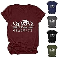 TUNUSKAT Unisex Letter Print Blouse Loose 2022 Summer Casual Short Sleeve Tops Funny Graduation T Shirts Gift for Him/Her
