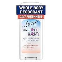 Whole Body Deodorant Stick for Women, Peach & Vanilla Scent, Aluminum Free Deodorant Stick, 72 HR Odor Protection, 2.4 oz