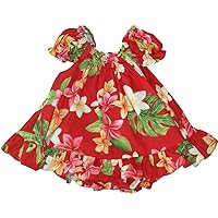 RJC Baby Girl's Plumeria Sunshine Puff Sleeve Hawaiian 2 Piece Dress Set