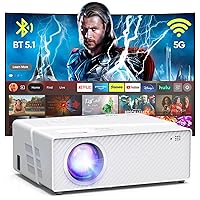 5G WiFi Bluetooth Projector with Screen, 450 ANSI Real Native 1080P 4K Outdoor Projector for Theater Movies, Synchronize Smartphone, Compatible W/TV Stick/HDMI/PS4 [120'' Screen Included]