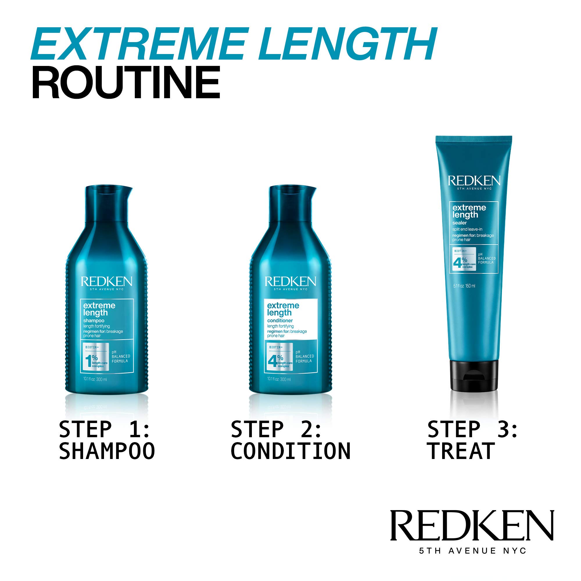 REDKEN Extreme Length Shampoo & Conditioner Set | Infused With Biotin | For Hair Growth | Prevents Breakage & Strengthens Hair