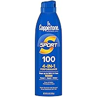 Coppertone SPORT Sunscreen Spray SPF 100, Water Resistant, Continuous Spray Sunscreen, Broad Spectrum SPF 100 Sunscreen, 5.5 Oz Spray