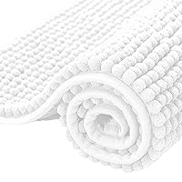 Bathroom Rugs Chenille Bath Rug Soft Short Plush, Water Absorbent Shower Mat Quick Dry Machine Washable(White,16