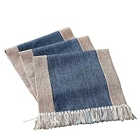 Rustic Table Runner with Fringe Natural Home Table Runner Dining Room Table Runner Decorations Farmhouse Dinner Table Runner for Coffee Table Runner 15 x 108 Inches Long Blue