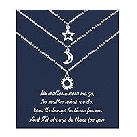 Sincere Friendship Necklace for 3 Best Friend Sun Moon Star Necklace for Women Triple Chain Pendant Layer Necklaces Jewelry Gift for 3 Girls Best Friend Sister
