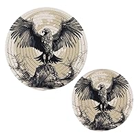 Eagle (15) Trivets for Hot Dishes 2 Pcs,Hot Pad for Kitchen,Trivets for Hot Pots and Pans,Large Coasters Cotton Mat Cooking Potholder Set