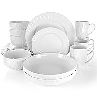 Elama White Porcelain Dish Dinnerware Set, 18 Piece, Sienna