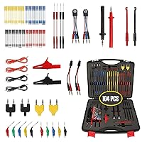 Multimeter Test Leads Kit 104 pcs Automotive Circuit Test Leads Relay Tester Electrical Test Back Probe Set Wire Connector with Gold-Plated Multimeter Probes,Alligator Clips,Test Hooks