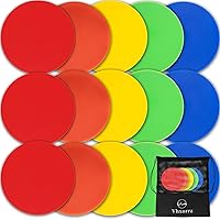 Poly Spot Markers 9 inch 15 Pcs Non-Slip Rubber Agility Markers Flat Field Cones Floor Dots for Football, Soccer, Basketball Training Markers, School Activities, Exercise Drills