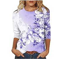 Plus Size Tops for Women Casual Round Neck Pullover Trendy Novelty Floral Graphic Tee 2024 Summer Dressy Cute Ladies Clothes
