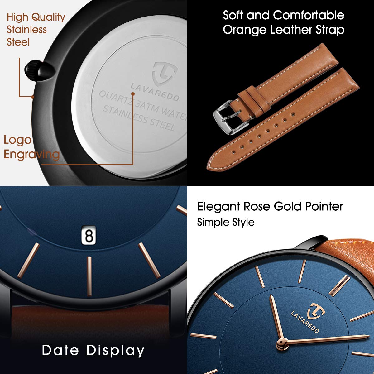 BEN NEVIS Uhren,Herren Uhr Flache Analog Quarz Datumsanzeiger Klassisch Mode Wasserdicht Armbanduhr mit Leder Armband