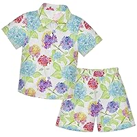 visesunny Toddler Boys 2 Piece Outfit Button Down Shirt and Short Sets Colorful Flower Pattern Boy Summer Outfits for Infant Baby Children Kids