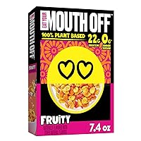 Eat Your Mouth Off Breakfast Cereal, Plant Based Cereal, Protein Snack, Fruity, 7.4oz Box (1 Box)