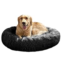 MFOX Calming Dog Bed (L/XL/XXL/XXXL) for Medium and Large Dogs Comfortable Pet Bed Faux Fur Donut Cuddler Up to 25/35/55/100lbs