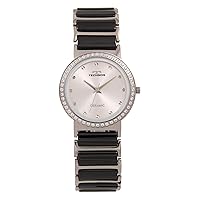 Technos T9A51TS Women's Watch, Black, Dial Color - Silver, Watch Ceramic