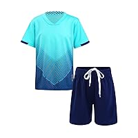 Kids Football Kit Soccer Jersey Children Soccer T-Shirt and Mesh Shorts Set Tracksuit Set Football Training Set