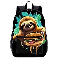 Funny Sloth Hamburger 17 Inch Laptop Backpack Large Capacity Daypack Travel Shoulder Bag for Men&Women