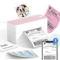 Bluetooth Shipping Label Printer - 4x6 Thermal Label Printer for Small Business, Thermal Printer for Shipping Packages for Phone&Pad&PC, Pink Label Printer for Amazon Ebay USPS FedEx UPS DHL