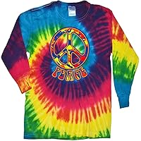 Peace T-Shirt Funky 70's Peace Sign Tie Dye Long Sleeve