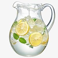 Acrylic Beverage Pitcher with Lid (72 oz) Plastic Water, Sangria, Lemonade, Margarita, Juice, Iced Tea Pitchers, Clear Tritan Glassware Lookalike, Dishwasher Safe BPA-Free