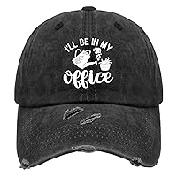 I'll Be in My Office Gardening Hats for Women Washed Distressed Baseball Caps Vintage Washed Workout