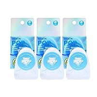 REACH POP Dental Floss 3 Pack | Vegan Wax & PFAS-Free | Durable & Shred Resistant | Slides Smoothly & Easily | Effective Plaque Removal | Blue Color Floss | Mint, 164.1 YD