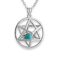 Sterling Silver Handcrafted 3D Star of David Necklace Turquoise (22)